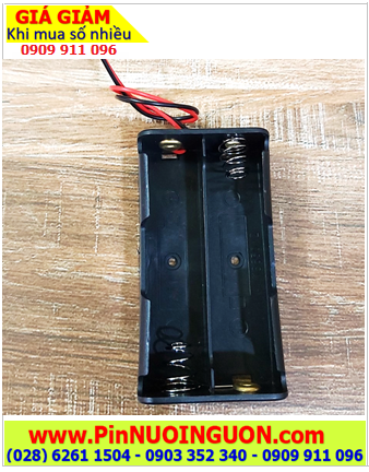 Hộp Đế pin 18650 (Loại chứa 2 pin 18650), Hộp đế khay chứa 2 PIN sạc 18650 (dây điện đỏ đen)